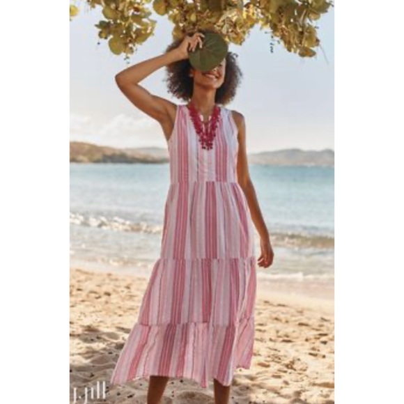 🆕 Ibiza Tiered Maxi Dress NWT L Large J. Jill New! - Picture 6 of 8